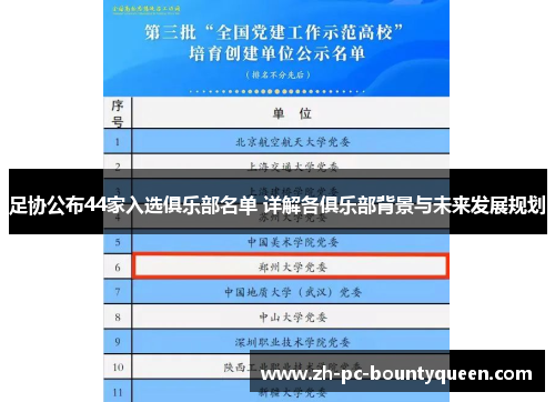 足协公布44家入选俱乐部名单 详解各俱乐部背景与未来发展规划 足协公布44家入选俱乐部名单 详解各俱乐部背景与未来发展规划